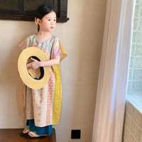 Load image into Gallery viewer, Baby Kid Girls Striped Flower Print Dresses Wholesale 230315699
