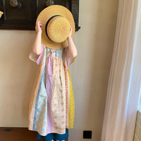 Load image into Gallery viewer, Baby Kid Girls Striped Flower Print Dresses Wholesale 230315699
