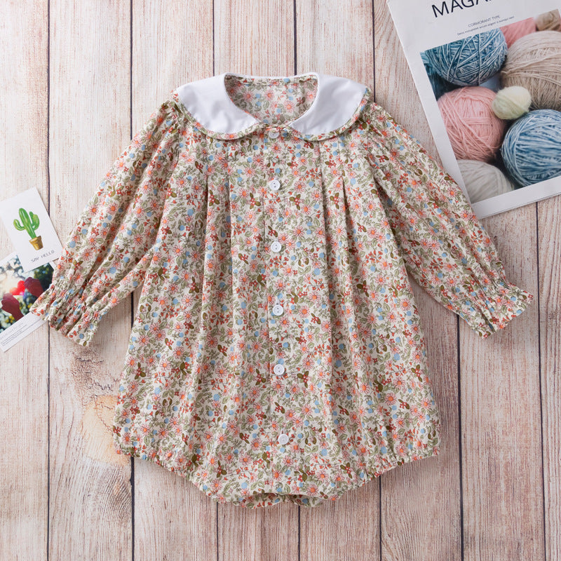 Baby Girls Flower Print Rompers Wholesale 23031571