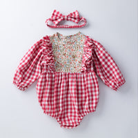 Load image into Gallery viewer, Baby Girls Checked Rompers Wholesale 23031573
