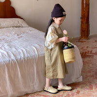 Load image into Gallery viewer, 2 Pieces Set Baby Kid Girls Solid Color Tops And Dresses Wholesale 230315739
