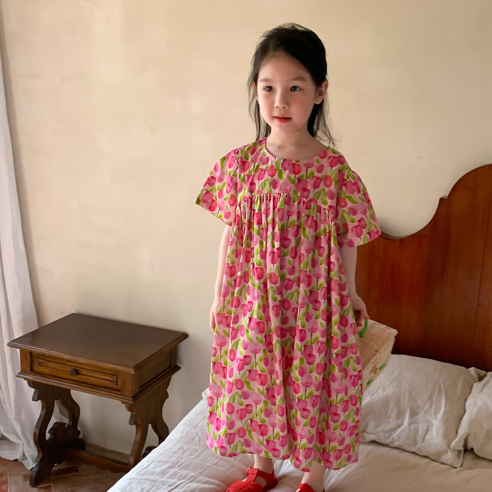 Baby Kid Girls Flower Print Dresses Wholesale 230315746