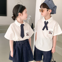 Load image into Gallery viewer, 2 Pieces Set Baby Kid Boys Bow Shirts And Solid Color Shorts Wholesale 230315791
