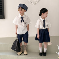 Load image into Gallery viewer, 2 Pieces Set Baby Kid Boys Bow Shirts And Solid Color Shorts Wholesale 230315791

