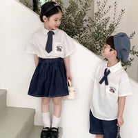 Load image into Gallery viewer, 2 Pieces Set Baby Kid Boys Bow Shirts And Solid Color Shorts Wholesale 230315791
