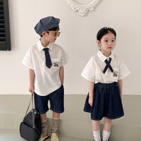 Load image into Gallery viewer, 2 Pieces Set Baby Kid Boys Bow Shirts And Solid Color Shorts Wholesale 230315791
