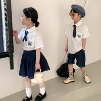 Load image into Gallery viewer, 2 Pieces Set Baby Kid Boys Bow Shirts And Solid Color Shorts Wholesale 230315791
