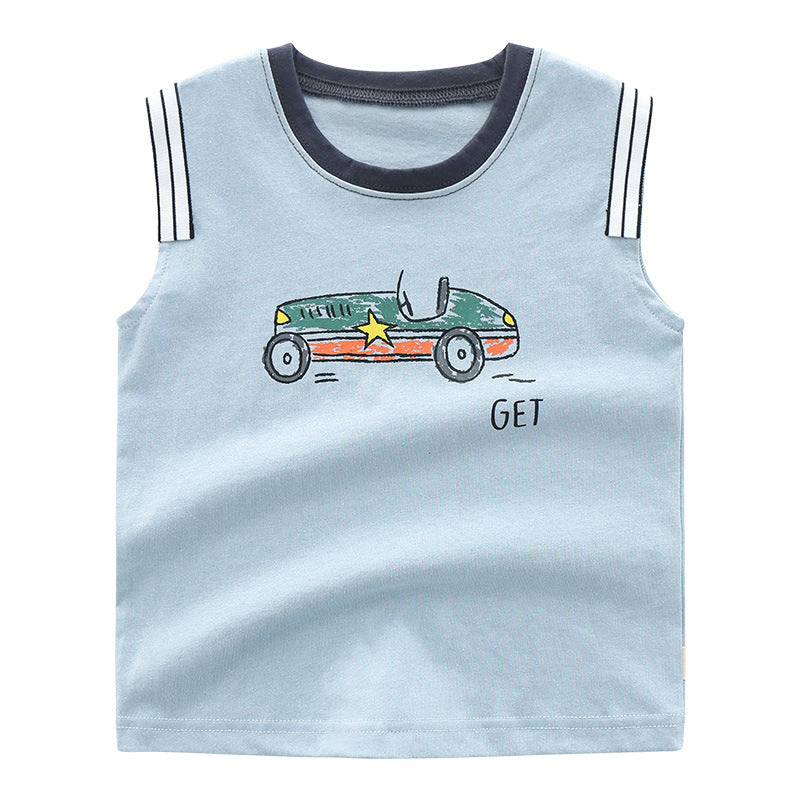 Baby Kid Boys Car Print Tank Tops Wholesale 230317139