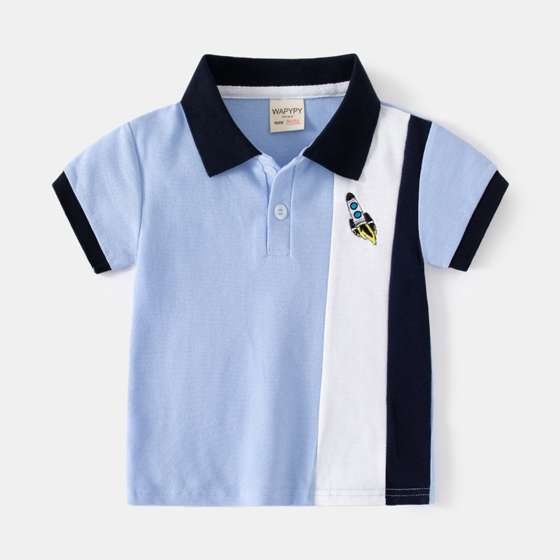 Baby Kid Boys Color-blocking Cartoon Embroidered Polo Shirts Wholesale 230317255