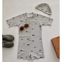 Load image into Gallery viewer, Baby Kid Unisex Striped Cartoon Print Beach Rompers Swimwears Wholesale 230317262
