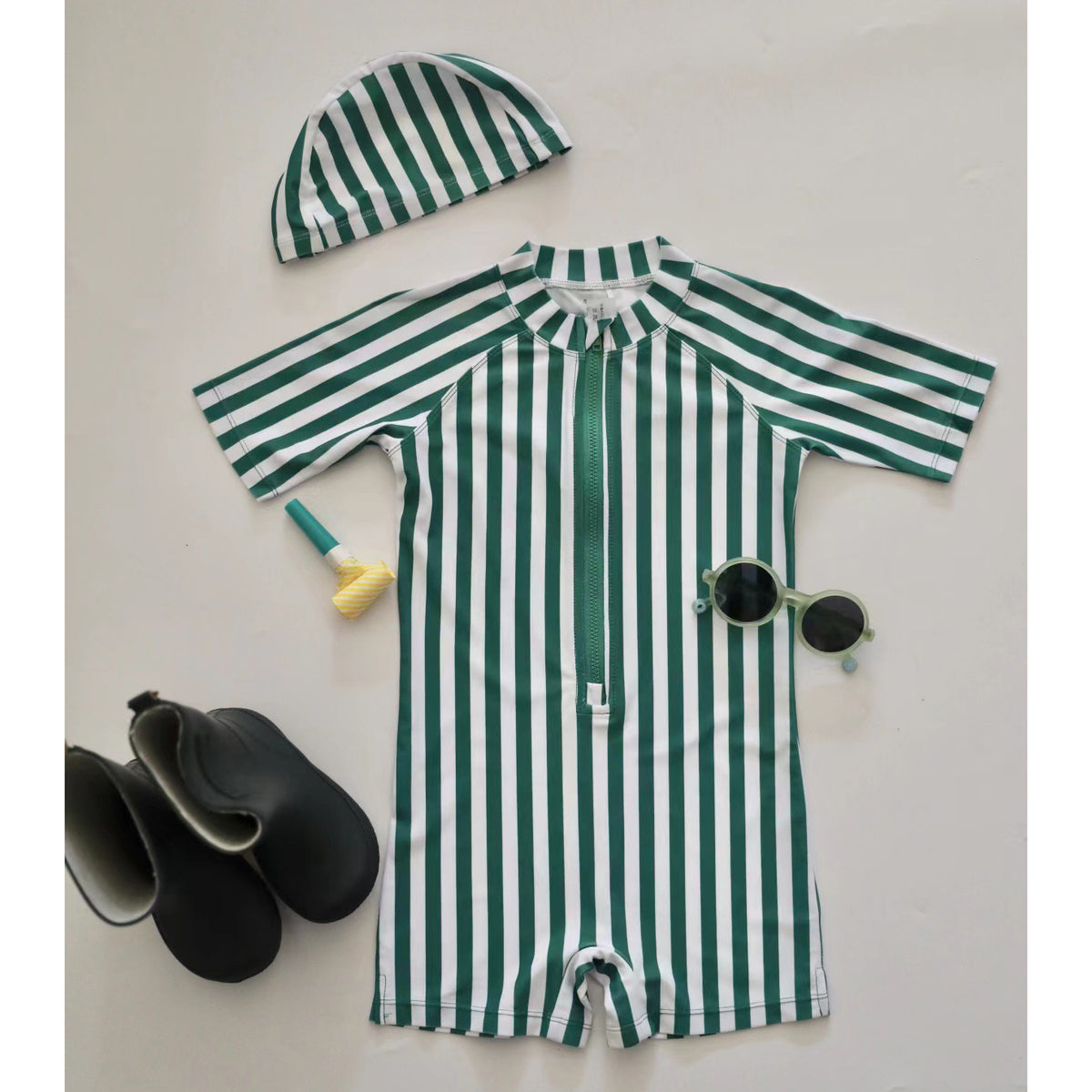 Baby Kid Unisex Striped Cartoon Print Beach Rompers Swimwears Wholesale 230317262