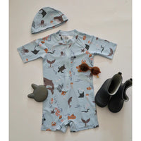 Load image into Gallery viewer, Baby Kid Unisex Striped Cartoon Print Beach Rompers Swimwears Wholesale 230317262
