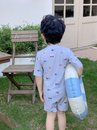 Load image into Gallery viewer, Baby Kid Unisex Striped Cartoon Print Beach Rompers Swimwears Wholesale 230317262
