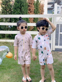 Load image into Gallery viewer, Baby Kid Unisex Striped Cartoon Print Beach Rompers Swimwears Wholesale 230317262
