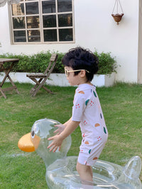 Load image into Gallery viewer, Baby Kid Unisex Striped Cartoon Print Beach Rompers Swimwears Wholesale 230317262
