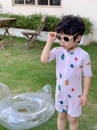 Load image into Gallery viewer, Baby Kid Unisex Striped Cartoon Print Beach Rompers Swimwears Wholesale 230317262
