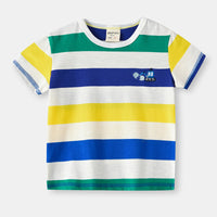 Load image into Gallery viewer, Baby Kid Boys Striped Car Cartoon Embroidered T-Shirts Wholesale 230317270

