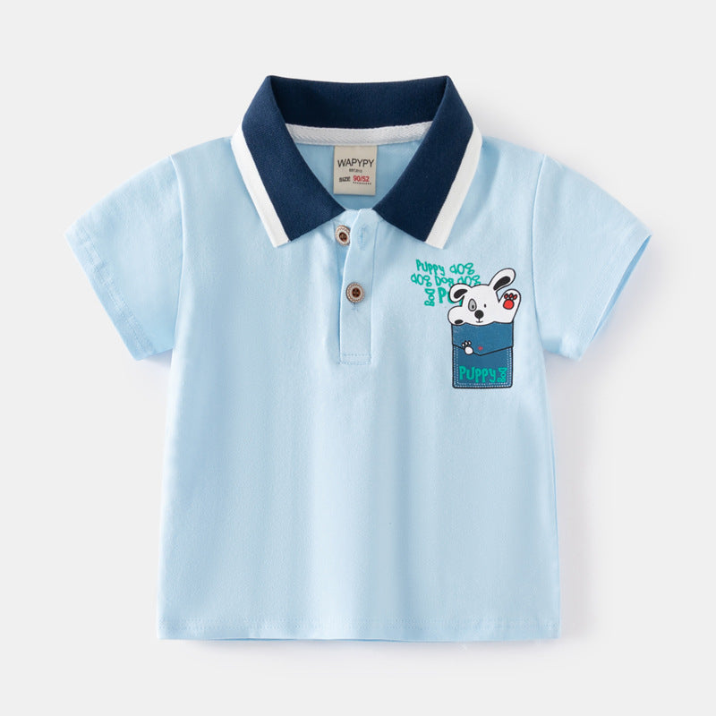 Baby Kid Boys Striped Letters Cartoon Print Polo Shirts Wholesale 230317380
