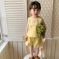 Load image into Gallery viewer, 2 Pieces Set Baby Kid Girls Flower Embroidered Tops And Shorts Wholesale 230321303
