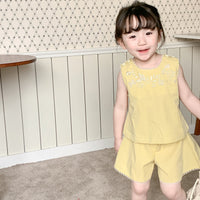 Load image into Gallery viewer, 2 Pieces Set Baby Kid Girls Flower Embroidered Tops And Shorts Wholesale 230321303
