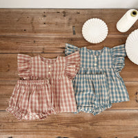 Load image into Gallery viewer, 2 Pieces Set Baby Girls Checked Tops And Shorts Wholesale 230321320
