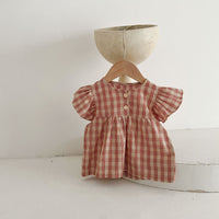 Load image into Gallery viewer, 2 Pieces Set Baby Girls Checked Tops And Shorts Wholesale 230321320
