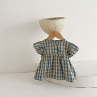 Load image into Gallery viewer, 2 Pieces Set Baby Girls Checked Tops And Shorts Wholesale 230321320
