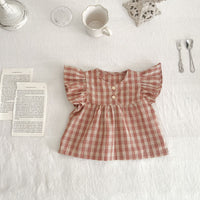 Load image into Gallery viewer, 2 Pieces Set Baby Girls Checked Tops And Shorts Wholesale 230321320
