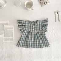 Load image into Gallery viewer, 2 Pieces Set Baby Girls Checked Tops And Shorts Wholesale 230321320
