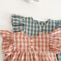 Load image into Gallery viewer, 2 Pieces Set Baby Girls Checked Tops And Shorts Wholesale 230321320
