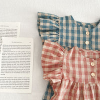 Load image into Gallery viewer, 2 Pieces Set Baby Girls Checked Tops And Shorts Wholesale 230321320
