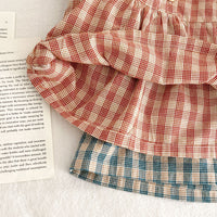 Load image into Gallery viewer, 2 Pieces Set Baby Girls Checked Tops And Shorts Wholesale 230321320
