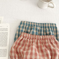 Load image into Gallery viewer, 2 Pieces Set Baby Girls Checked Tops And Shorts Wholesale 230321320
