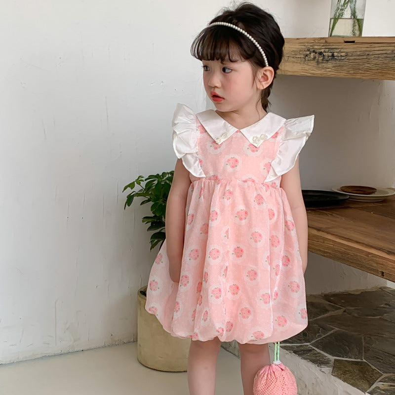 Baby Kid Girls Color-blocking Fruit Print Dresses Wholesale 230321330