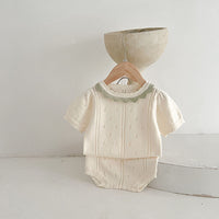 Load image into Gallery viewer, 2 Pieces Set Baby Girls Solid Color Crochet Tops And Shorts Wholesale 230321393
