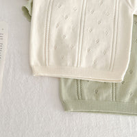 Load image into Gallery viewer, 2 Pieces Set Baby Girls Solid Color Crochet Tops And Shorts Wholesale 230321393
