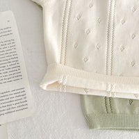 Load image into Gallery viewer, 2 Pieces Set Baby Girls Solid Color Crochet Tops And Shorts Wholesale 230321393
