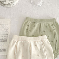 Load image into Gallery viewer, 2 Pieces Set Baby Girls Solid Color Crochet Tops And Shorts Wholesale 230321393
