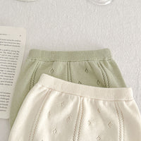 Load image into Gallery viewer, 2 Pieces Set Baby Girls Solid Color Crochet Tops And Shorts Wholesale 230321393
