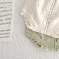 Load image into Gallery viewer, 2 Pieces Set Baby Girls Solid Color Crochet Tops And Shorts Wholesale 230321393
