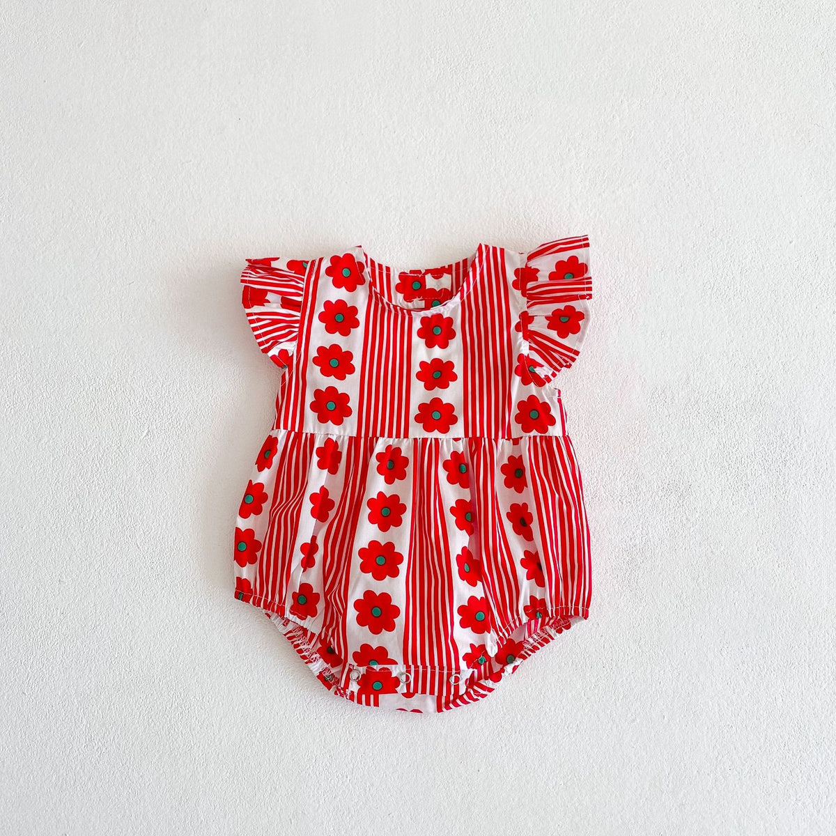 Baby Kid Unisex Striped Flower Print Rompers Wholesale 230323406