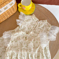 Load image into Gallery viewer, Baby Kid Girls Flower Lace Embroidered Print Rompers Wholesale 230323408
