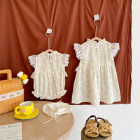 Load image into Gallery viewer, Baby Kid Girls Flower Lace Embroidered Print Rompers Wholesale 230323408
