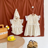 Load image into Gallery viewer, Baby Kid Girls Flower Lace Embroidered Print Rompers Wholesale 230323408
