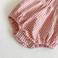 Load image into Gallery viewer, Baby Kid Girls Flower Checked Embroidered Rompers Wholesale 230323409

