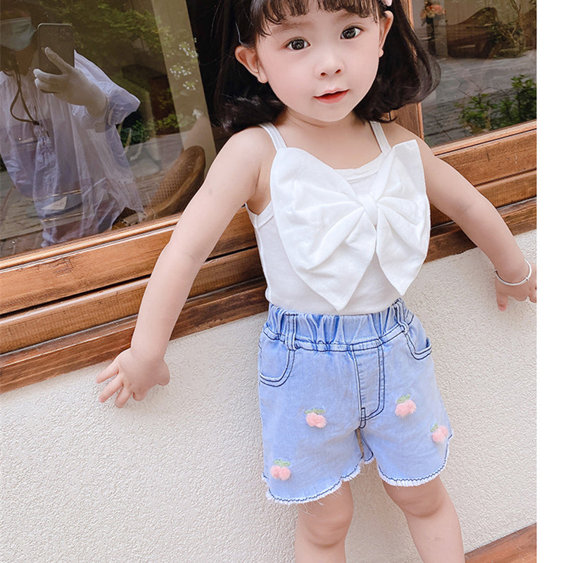 Baby Kid Girls Solid Color Bow Tank Tops Wholesale 230323517