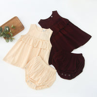 Load image into Gallery viewer, 2 Pieces Set Baby Girls Solid Color Tops And Shorts Wholesale 230323524
