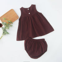 Load image into Gallery viewer, 2 Pieces Set Baby Girls Solid Color Tops And Shorts Wholesale 230323524
