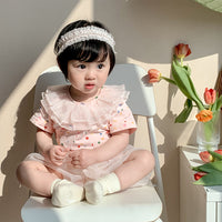 Load image into Gallery viewer, 2 Pieces Set Baby Girls Flower Print T-Shirts And Solid Color Shorts Wholesale 230323537
