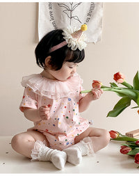 Load image into Gallery viewer, 2 Pieces Set Baby Girls Flower Print T-Shirts And Solid Color Shorts Wholesale 230323537

